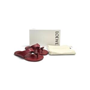 Loewe Toggle Flat Sandals Calfskin Leather Burnt Red EU 38 US 8 - NWB $1100